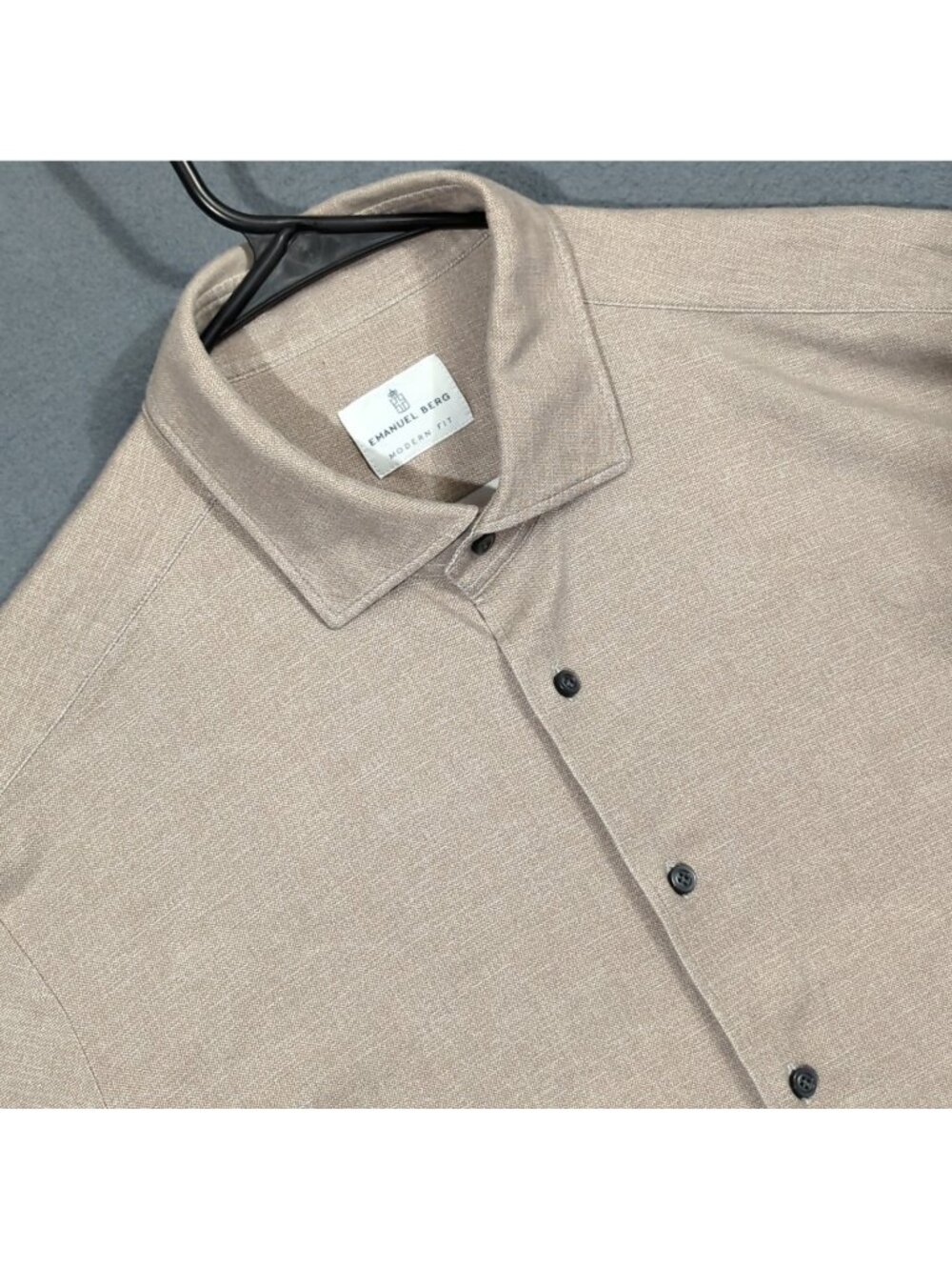 Emanuel Berg Shirt Men's XL Beige Modern Fit Long Sleeve Button Up